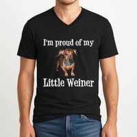 IM Proud Of My Little Weiner Funny Dachshund Dog Lover V-Neck T-Shirt