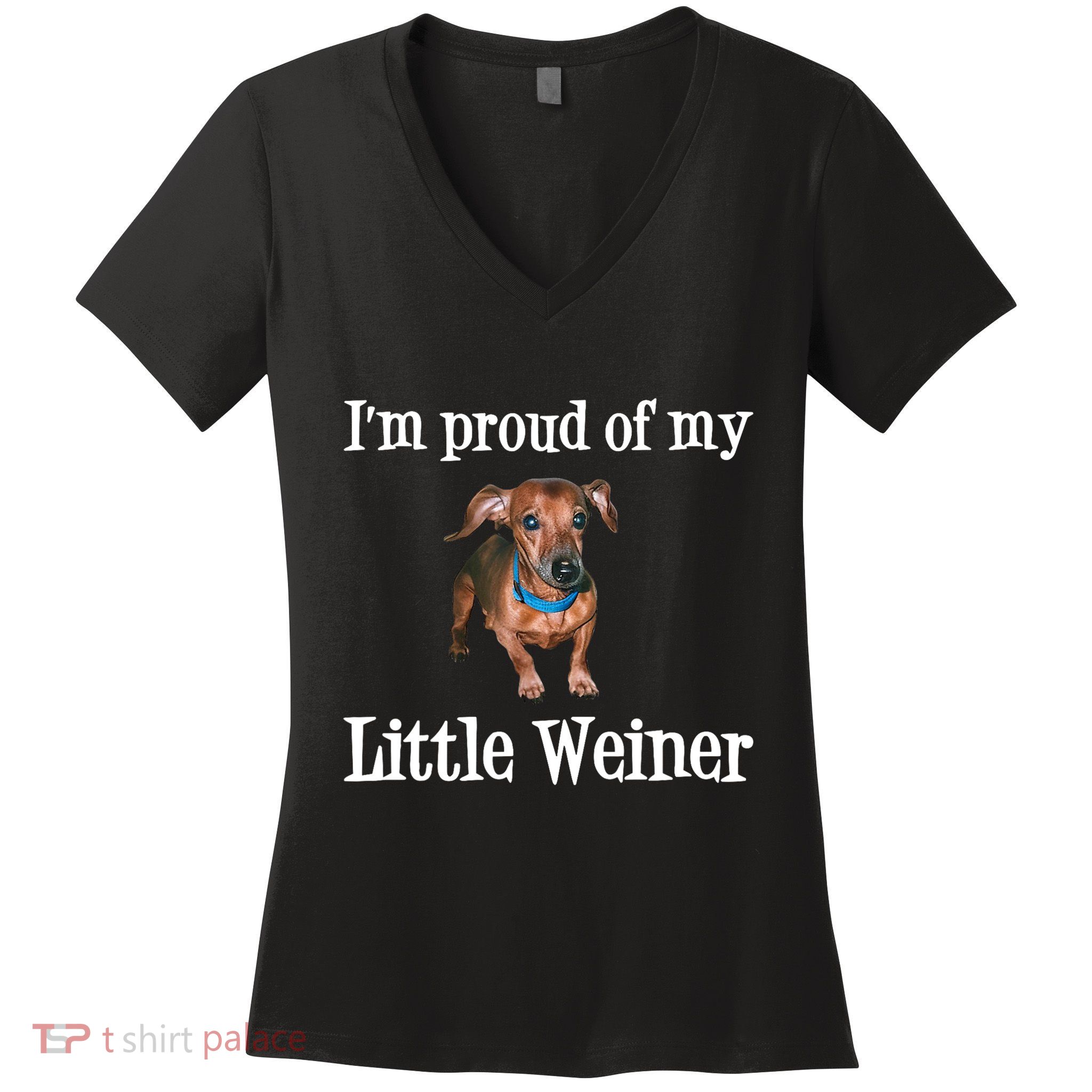 IM Proud Of My Little Weiner Funny Dachshund Dog Lover Women's V-Neck T-Shirt