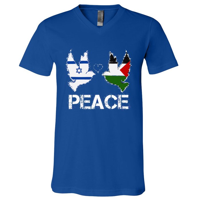 Israel Palestine Peace Friendship Pigeons gift V-Neck T-Shirt