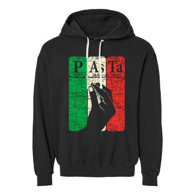 Italian Pasta Periodic Table Elements Italian Hand Gesture Garment-Dyed Fleece Hoodie