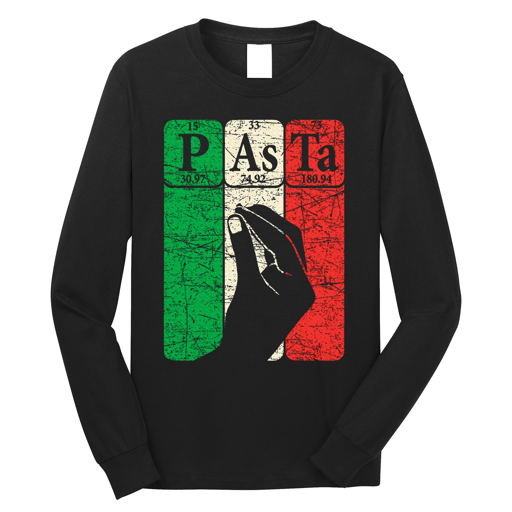Italian Pasta Periodic Table Elements Italian Hand Gesture Long Sleeve Shirt