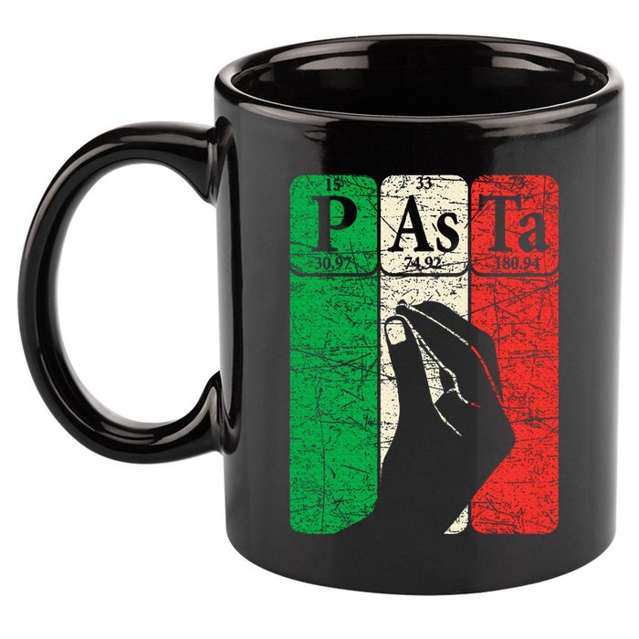 Italian Pasta Periodic Table Elements Italian Hand Gesture 11oz C Handle Ceramic Mug