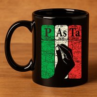 Italian Pasta Periodic Table Elements Italian Hand Gesture 11oz C Handle Ceramic Mug