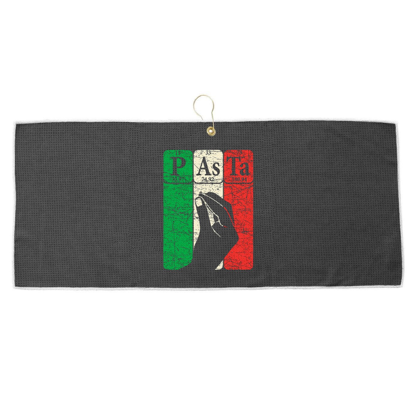 Italian Pasta Periodic Table Elements Italian Hand Gesture Large Microfiber Waffle Golf Towel