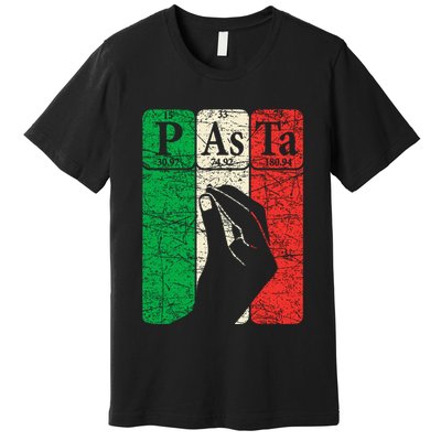 Italian Pasta Periodic Table Elements Italian Hand Gesture Premium T-Shirt