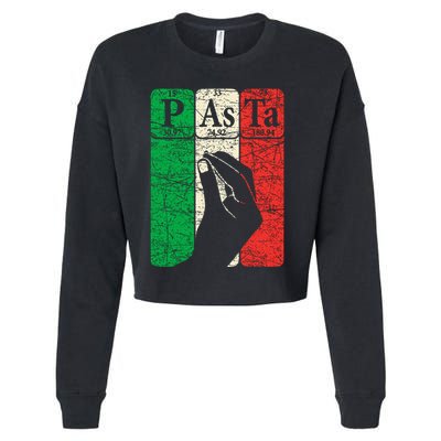 Italian Pasta Periodic Table Elements Italian Hand Gesture Cropped Pullover Crew