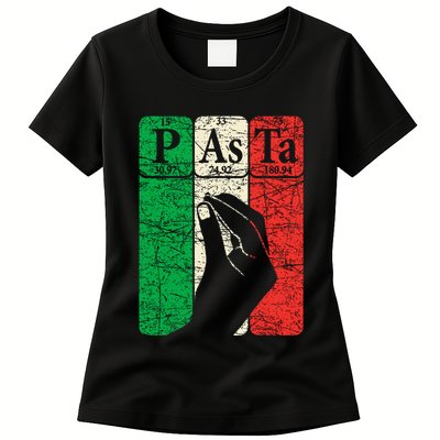 Italian Pasta Periodic Table Elements Italian Hand Gesture Womens T-Shirt