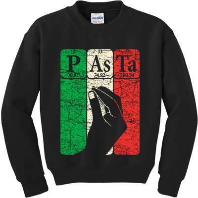 Italian Pasta Periodic Table Elements Italian Hand Gesture Kids Sweatshirt