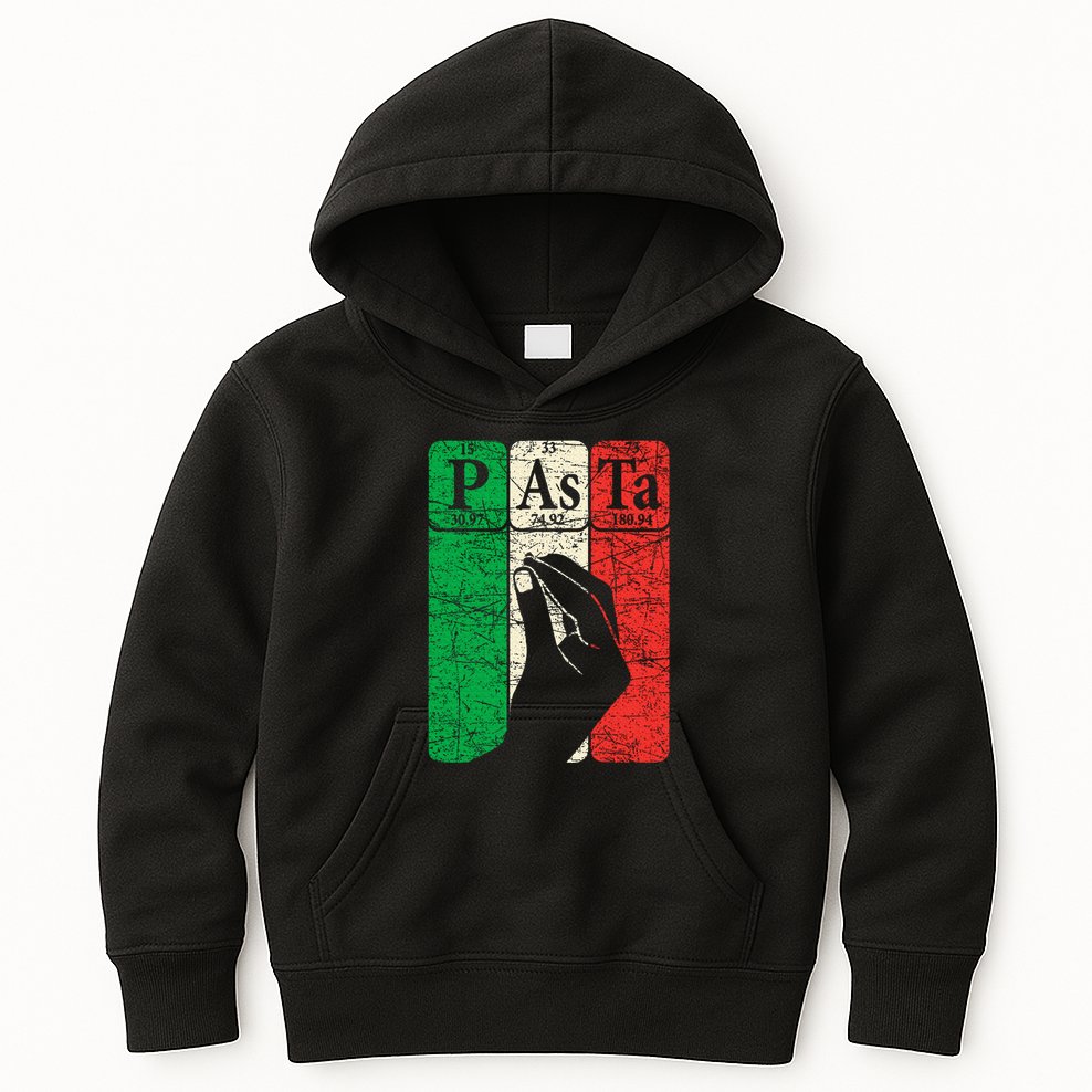 Italian Pasta Periodic Table Elements Italian Hand Gesture Kids Hoodie
