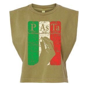 Italian Pasta Periodic Table Elements Italian Hand Gesture Garment-Dyed Women's Muscle Tee