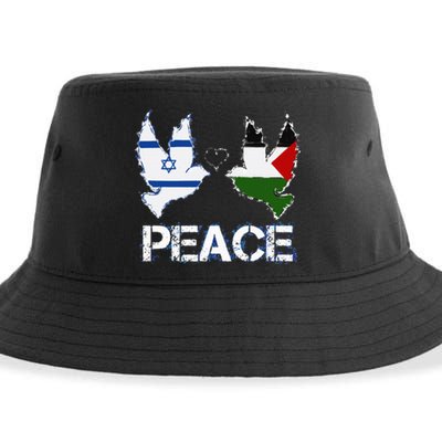 Israel Palestine Peace Friendship Pigeons gift Sustainable Bucket Hat