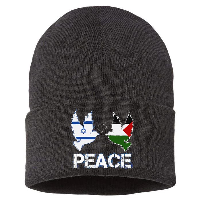 Israel Palestine Peace Friendship Pigeons gift Sustainable Knit Beanie