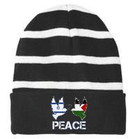 Israel Palestine Peace Friendship Pigeons gift Striped Beanie with Solid Band