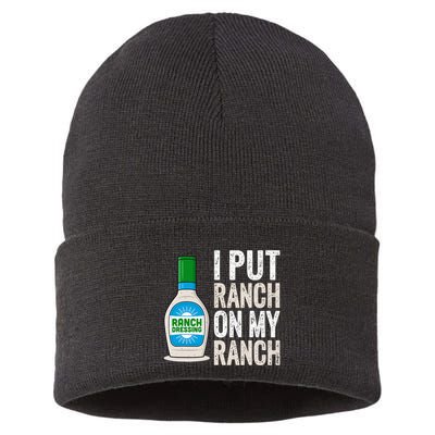 I Put Ranch On My Ranch Funny Vintage Ranch Dressing Sustainable Knit Beanie