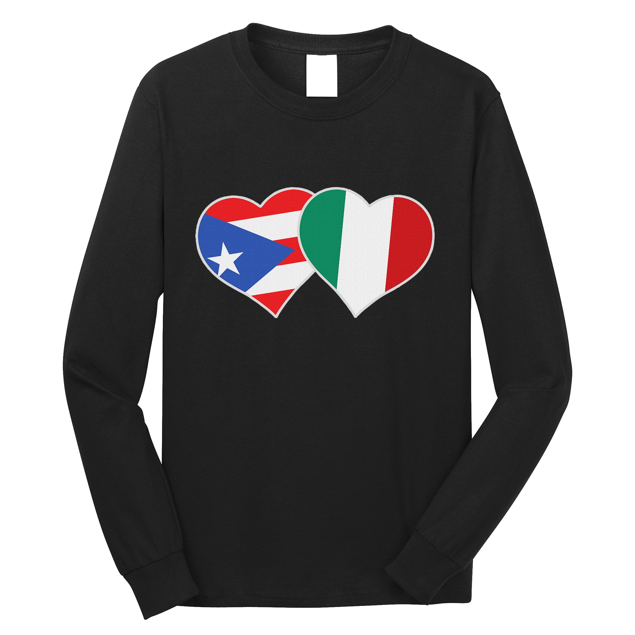 Italian Puerto Rican Flag Love Italy Puerto Rico Heart Long Sleeve Shirt