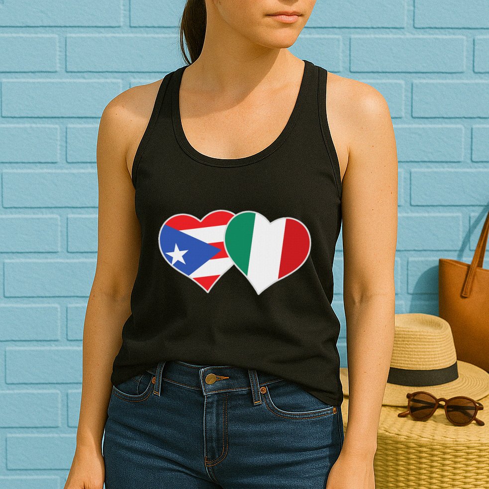 Italian Puerto Rican Flag Love Italy Puerto Rico Heart Womens Tank Top