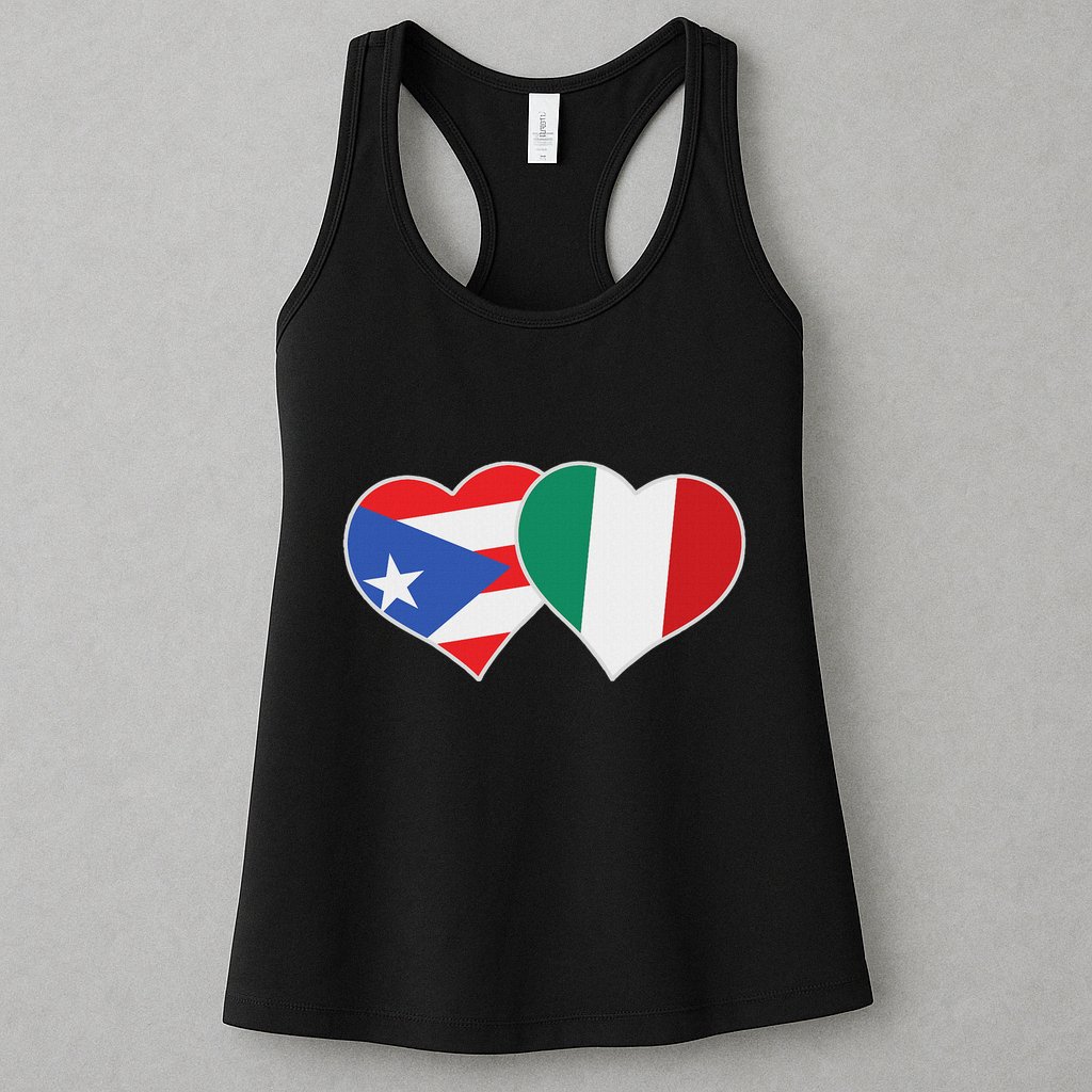 Italian Puerto Rican Flag Love Italy Puerto Rico Heart Womens Tank Top