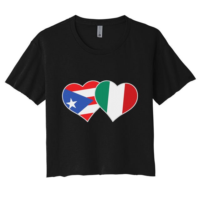 Italian Puerto Rican Flag Love Italy Puerto Rico Heart Crop Top