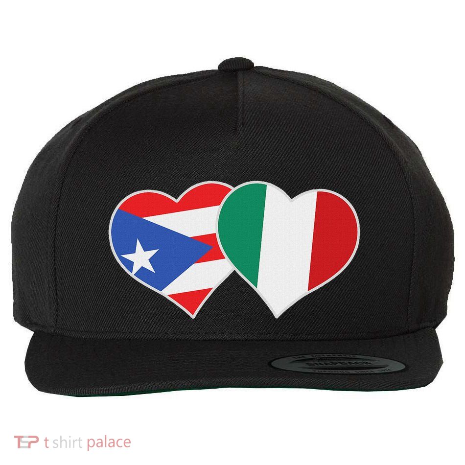 Italian Puerto Rican Flag Love Italy Puerto Rico Heart Wool Snapback Cap