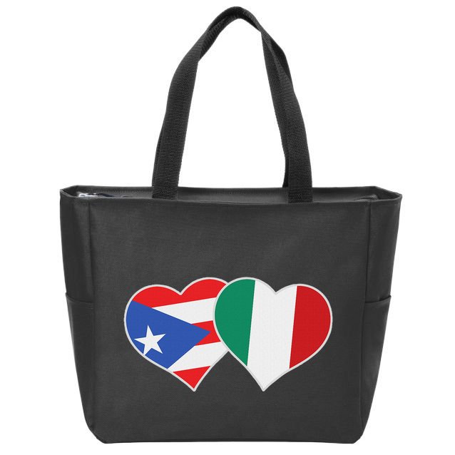 Italian Puerto Rican Flag Love Italy Puerto Rico Heart Zip Tote Bag