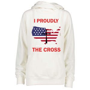 I Proudly Stand For The Flag And Kneel For The Cross Funny Gift Womens Funnel Neck Pullover Hood