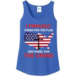 I Proudly Stand For The Flag And Kneel For The Cross Funny Gift Ladies Essential Tank