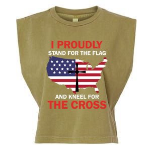 I Proudly Stand For The Flag And Kneel For The Cross Funny Gift Garment-Dyed Women's Muscle Tee