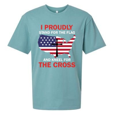 I Proudly Stand For The Flag And Kneel For The Cross Funny Gift Sueded Cloud Jersey T-Shirt