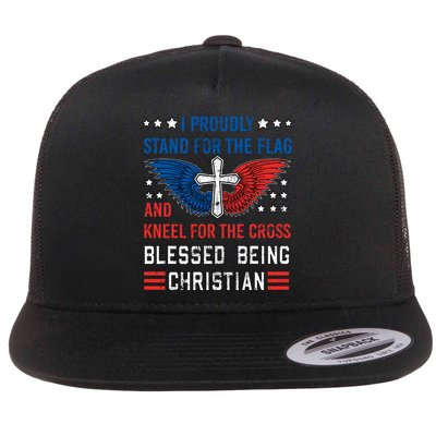 I Proudly Stand For The Flag And Kneel For The Cross Usa Gift Flatbill Hat