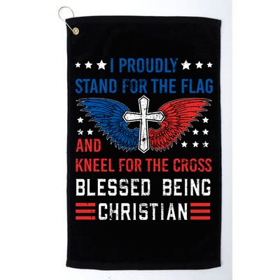 I Proudly Stand For The Flag And Kneel For The Cross Usa Gift Golf Towel