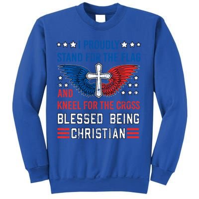 I Proudly Stand For The Flag And Kneel For The Cross Usa Gift Sweatshirt
