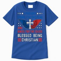 I Proudly Stand For The Flag And Kneel For The Cross Usa Gift Tall T-Shirt