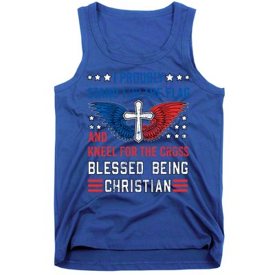 I Proudly Stand For The Flag And Kneel For The Cross Usa Gift Tank Top