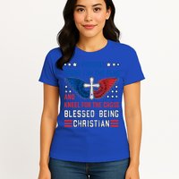 I Proudly Stand For The Flag And Kneel For The Cross Usa Gift Womens T-Shirt