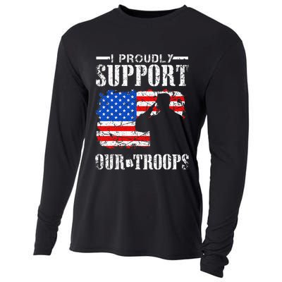 I Proudly Support Our Troops Veteran Design Cooling Performance Long Sleeve Crew