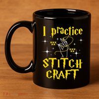I Practice Stitch Craft Cross Stitching Cross Stitcher 11oz C Handle Ceramic Mug