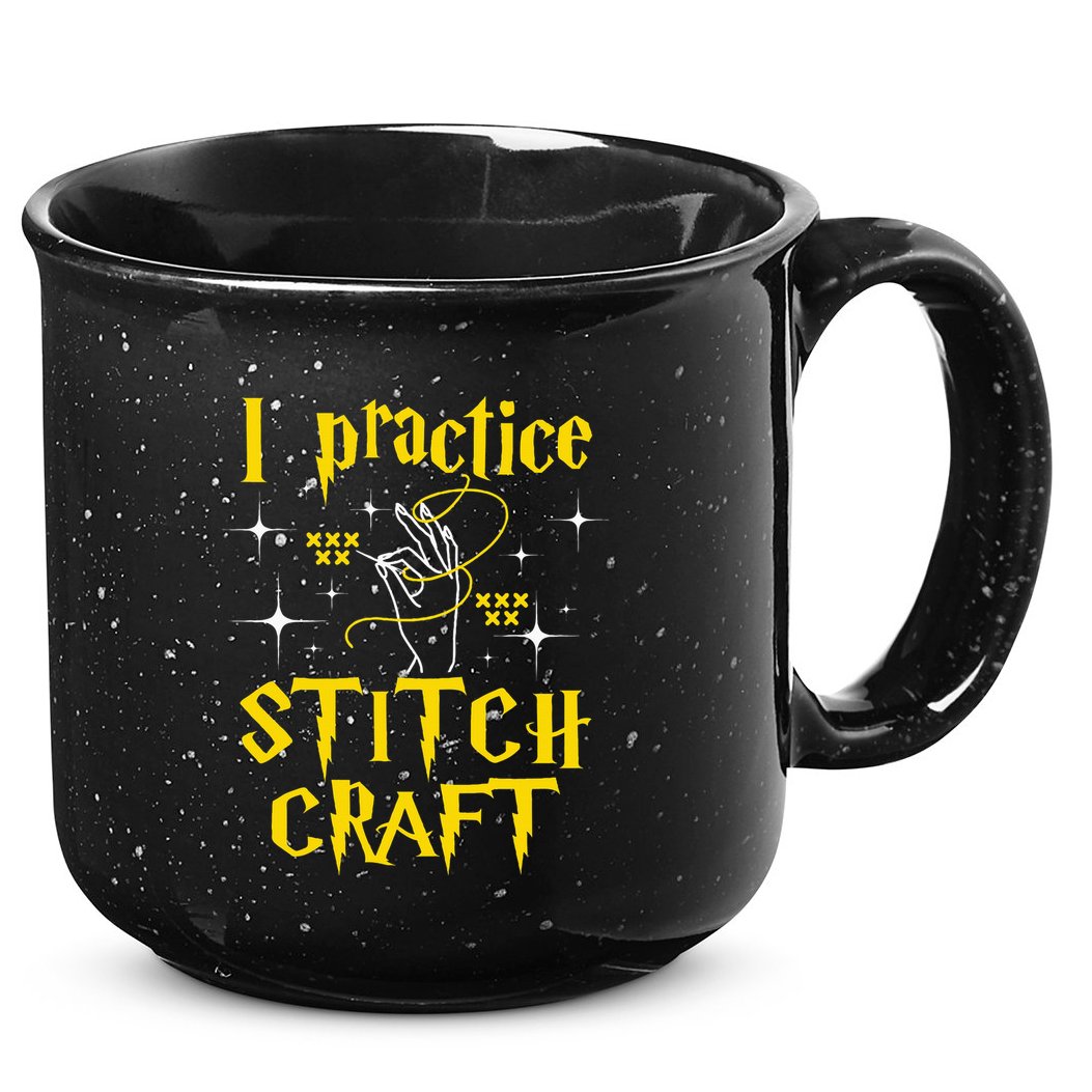 I Practice Stitch Craft Cross Stitching Cross Stitcher 15oz Campfire Ceramic Mug
