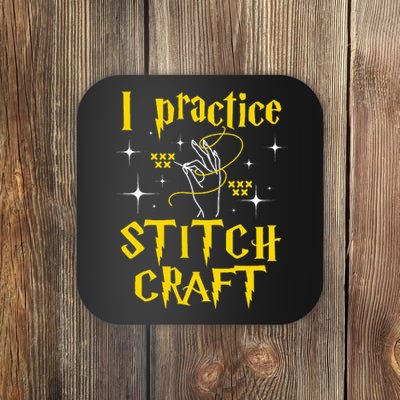 I Practice Stitch Craft Cross Stitching Cross Stitcher Coaster