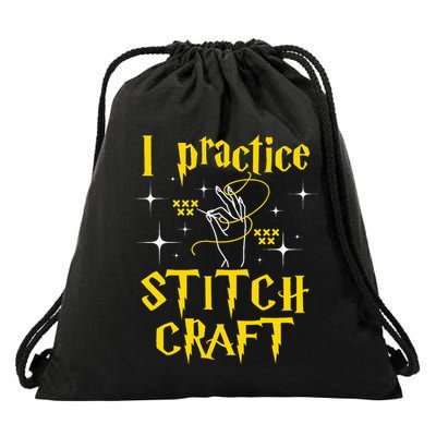 I Practice Stitch Craft Cross Stitching Cross Stitcher Drawstring Bag