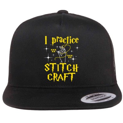 I Practice Stitch Craft Cross Stitching Cross Stitcher Flatbill Hat