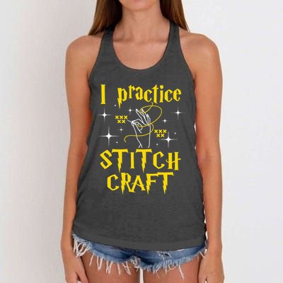 I Practice Stitch Craft Cross Stitching Cross Stitcher Women's Knotted Racerback Tank