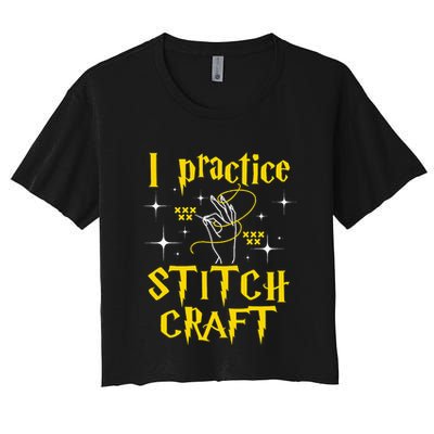 I Practice Stitch Craft Cross Stitching Cross Stitcher Crop Top