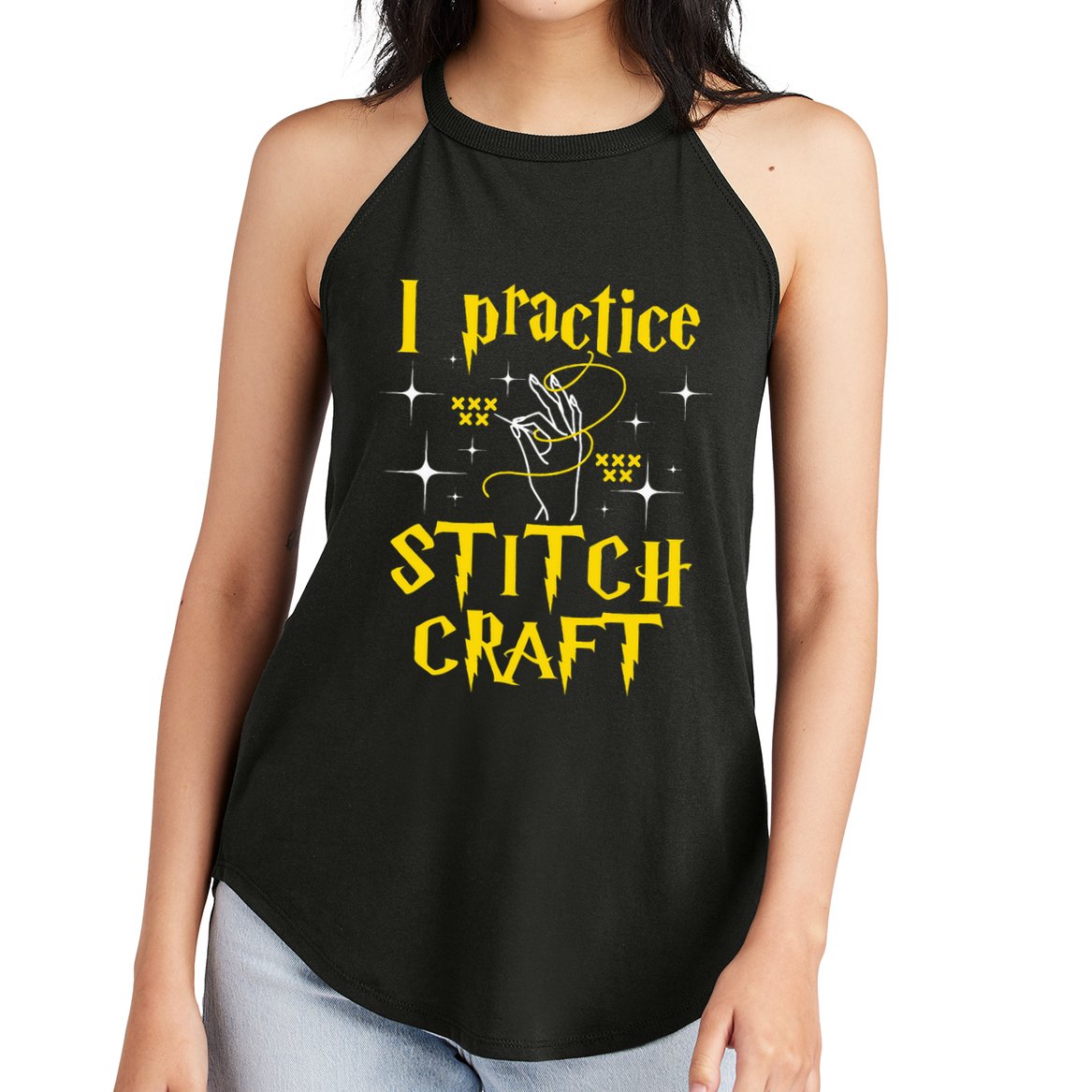 I Practice Stitch Craft Cross Stitching Cross Stitcher Women's Perfect Tri Rocker Tank