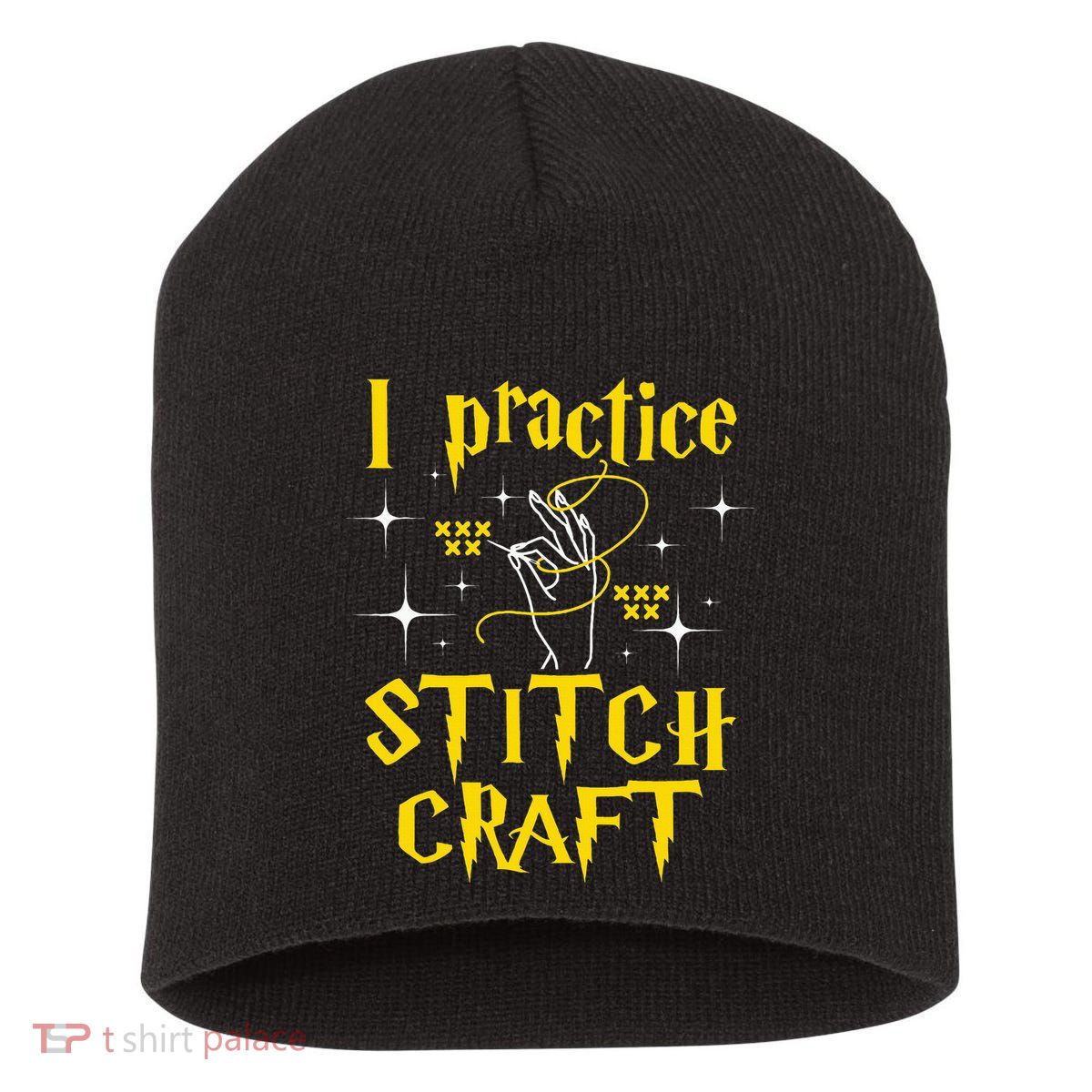 I Practice Stitch Craft Cross Stitching Cross Stitcher Short Acrylic Beanie