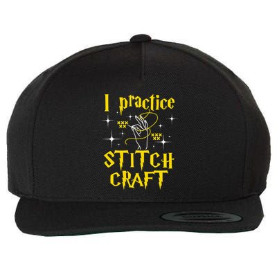 I Practice Stitch Craft Cross Stitching Cross Stitcher Wool Snapback Cap