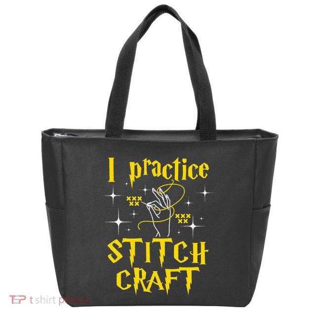 I Practice Stitch Craft Cross Stitching Cross Stitcher Zip Tote Bag