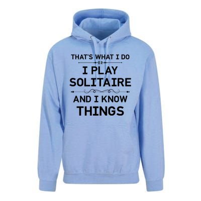 I Play Solitaire And I Know Things Funny Solitaire Card Game Cool Gift Unisex Surf Hoodie