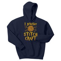 I Practice Stitch Craft Knit Funny Knitting Gift Kids Hoodie