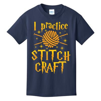 I Practice Stitch Craft Knit Funny Knitting Gift Kids T-Shirt