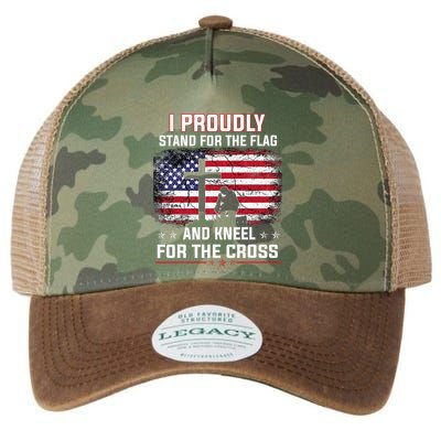 I Proudly Stand For The Flag And Kneel For The Cross Legacy Tie Dye Trucker Hat